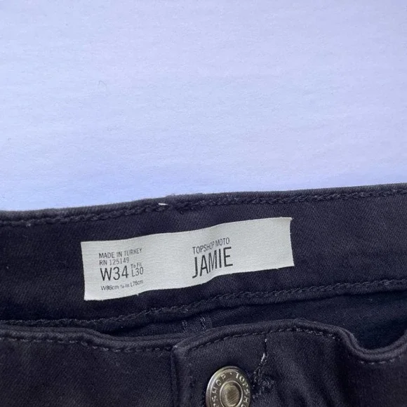 TOPSHOP Moto Jamie Petite High Waist Black Jeans W34L30 - Picture 8 of 12